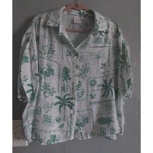 Zac & Rachel short sleeve button-front camp shirt featuring an all-over tropical